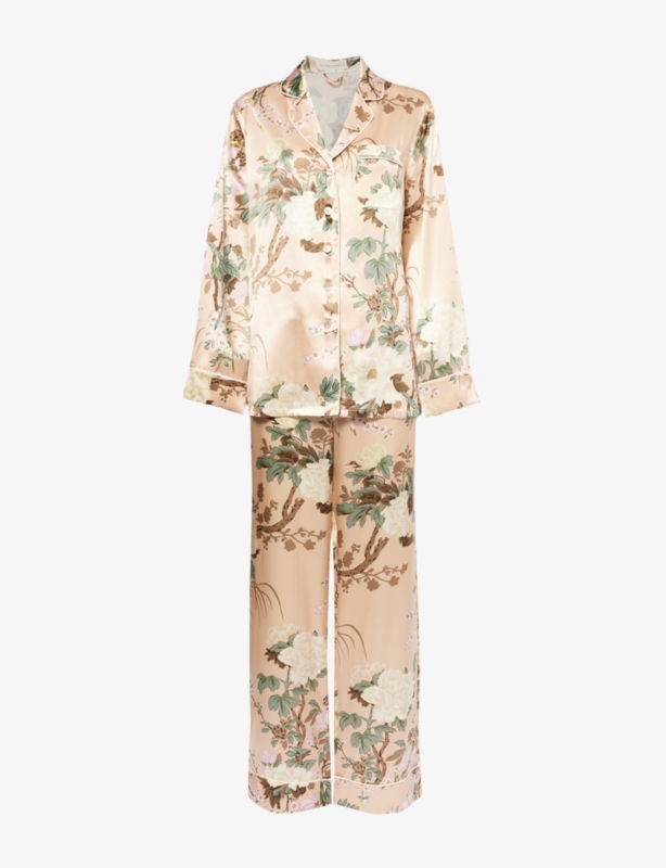 Lila floral-print silk pyjamas