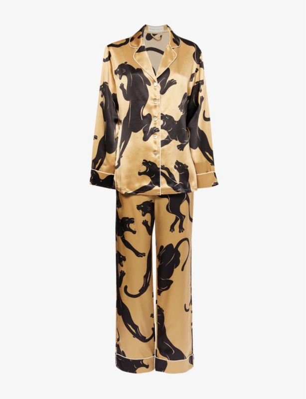 Lila panther-print silk pyjamas