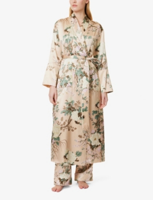 OLIVIA VON HALLE WOMENS TIRTOFF CAPABILITY FLOWER-PRINT SILK ROBE 