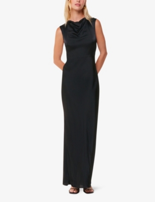 WHISTLES: Cowl-neck open-back satin maxi dress