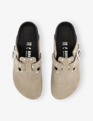 BIRKENSTOCK: Boston Eyelet-Embellished Suede Clogs