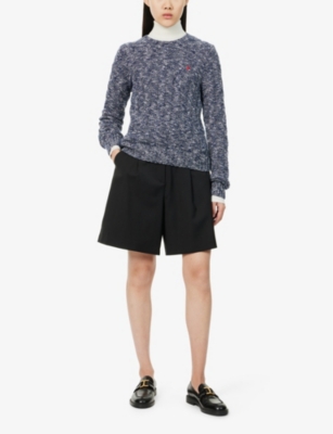 Polo Ralph Lauren Womens  Julie Long-sleeve  Cotton-knit Jumper In Rfnd Navy/cream