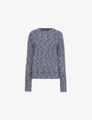 Polo Ralph Lauren Womens  Julie Long-sleeve  Cotton-knit Jumper In Rfnd Navy/cream