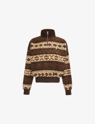 Shop Polo Ralph Lauren Womens Winter Multi Print Graphic-pattern Quarter-zip Recycled-polyester Blend Fleece Sweatshirt