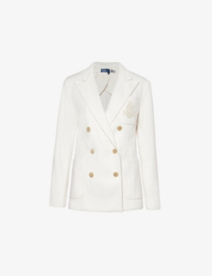 Shop Polo Ralph Lauren Womens Clubhouse Cream Winder Double-breasted Felt Blazer