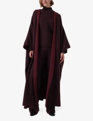 LEEM WOMENS PURPLE DOUBLE-FACE SAILOR-COLLAR WOOL-BLEND BISHT 