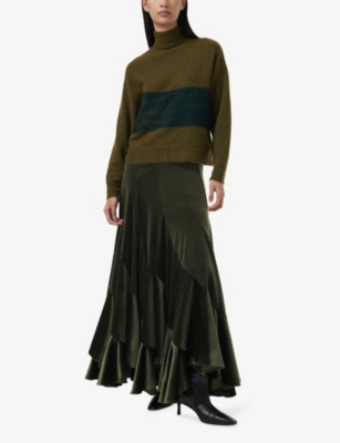 LEEM WOMENS LEEM COLOUR-BLOCK HIGH-NECK STRETCH WOOL-BLEND JUMPER 