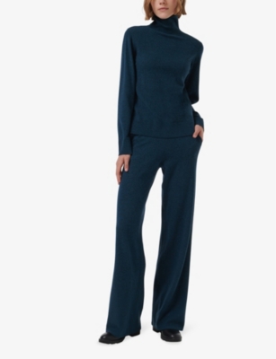 LEEM WOMENS LEEM WIDE-LEG MID-RISE KNITTED TROUSERS 
