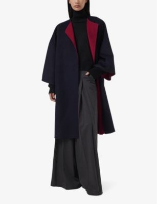 LEEM WOMENS LEEM RELAXED-FIT LONG-SLEEVE REVERSIBLE WOOL-BLEND COAT 