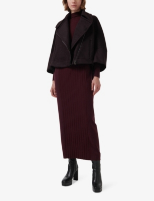 LEEM: Boxy-fit high-neck wool-blend biker jacket