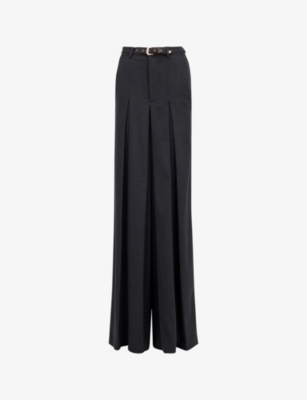 Leem Womens Grey High-rise Wide-leg Pleated Woven Trousers In Grey