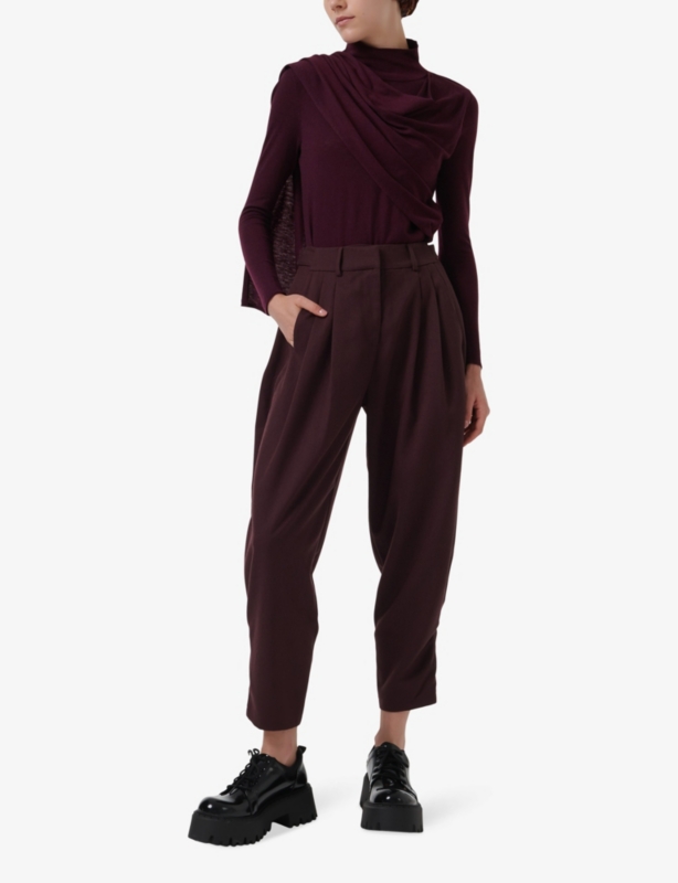 High-neck long-sleeve scarf knitted jumper