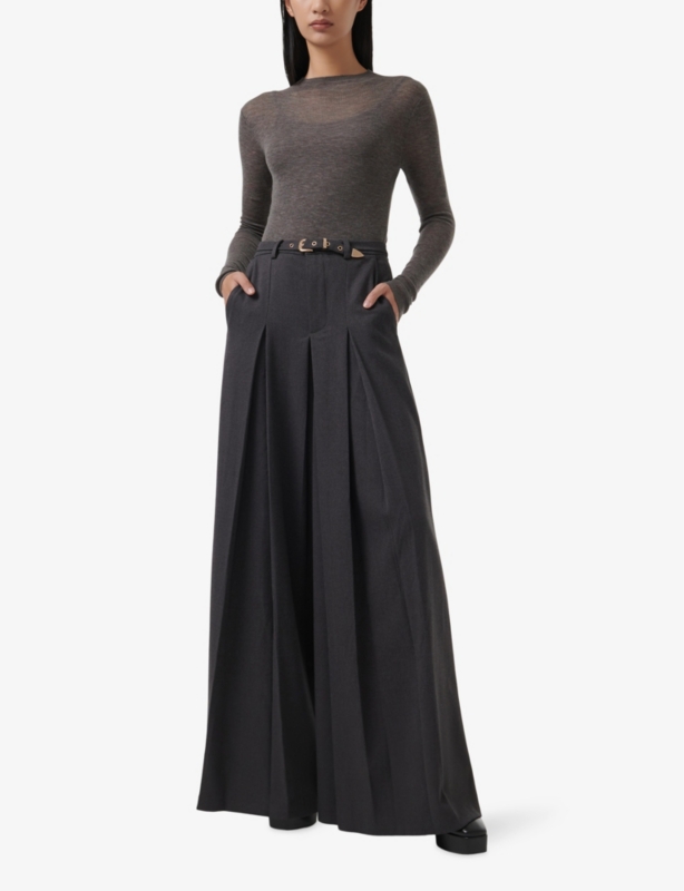 High-neck long-sleeve wool jumper