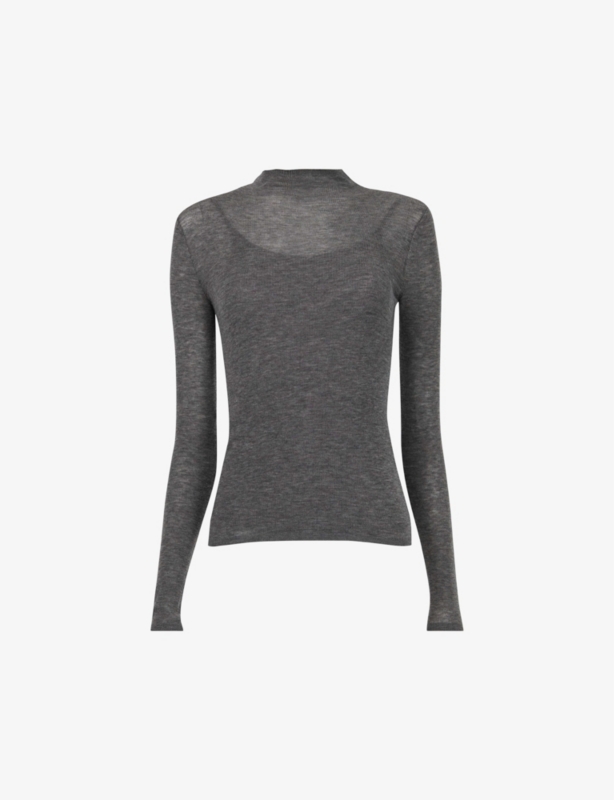High-neck long-sleeve wool jumper
