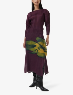 LEEM: Boat-neck batwing-sleeve plisse woven top