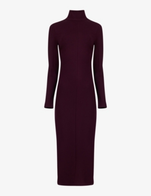 LEEM: High-neck slim-fit knitted maxi dress