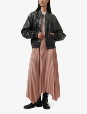 LEEM WOMENS LEEM OMBRÉ RELAXED-FIT FAUX-LEATHER BOMBER JACKET 