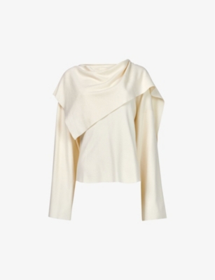 LEEM: Scarf relaxed-fit long-sleeve knitted jumper
