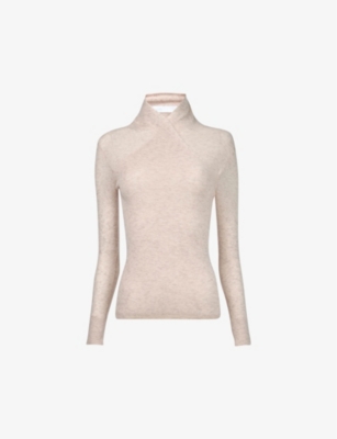 LEEM: Wrap-neck long-sleeve wool jumper