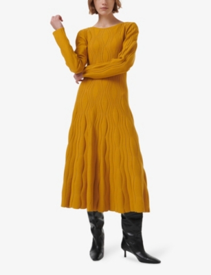 LEEM WOMENS YELLOW CONTRAST MESH KNIT MAXI DRESS 