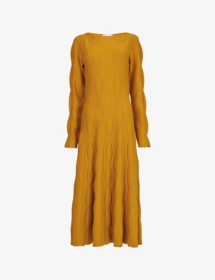 LEEM: Contrast mesh knit maxi dress
