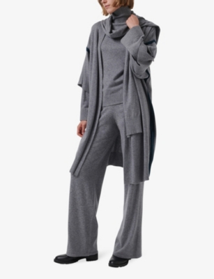 LEEM WOMENS LEEM SCARF LONG-SLEEVE MAXI KNITTED CARDIGAN 