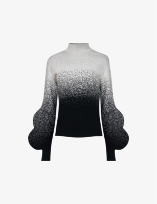 LEEM: Gradient high-neck balloon-sleeve knitted jumper