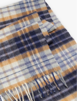 Shop Johnstons Mens House Check Tartan Brushed-cashmere Scarf
