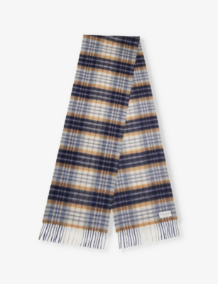 JOHNSTONS OF ELGIN: House Check Tartan brushed-cashmere scarf