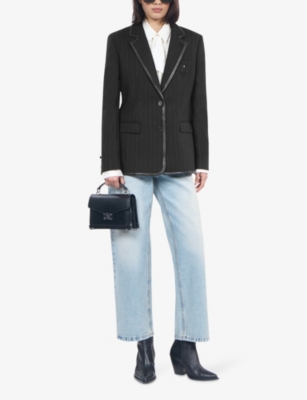 THE KOOPLES WOMENS THE KOOPLES NOTCHED-LAPELS EMBROIDERED-MOTIF WOOL-BLEND JACKET 