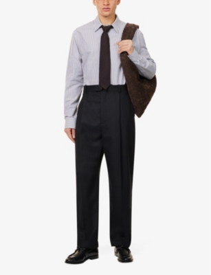 BOTTEGA VENETA: Pleated two-slip-pockets wide-leg relaxed-fit wool trousers