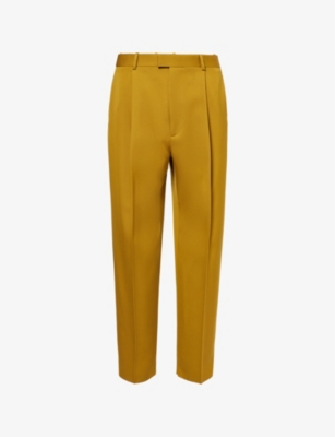 Mens Bottega Veneta Pleated Unhemmed Straight-Leg Regular-Fit Wool Trousers