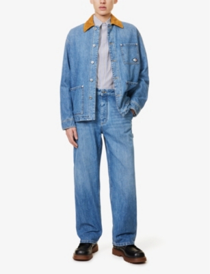 Bottega Veneta Mens Mid Blue Vintage Cargo Patch-pocket Wide-leg Relaxed-fit Denim Trousers In Mid Blue
