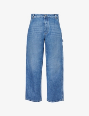 Bottega Veneta Mens Mid Blue Vintage Cargo Patch-pocket Wide-leg Relaxed-fit Denim Trousers In Mid Blue