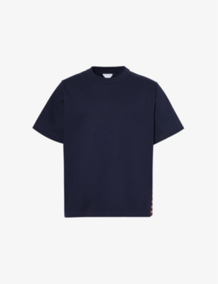 BOTTEGA VENETA: Crewneck contrast-panel cotton-jersey T-shirt