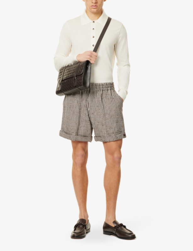 Elasticated-waistband wide-leg regular-fit woven shorts