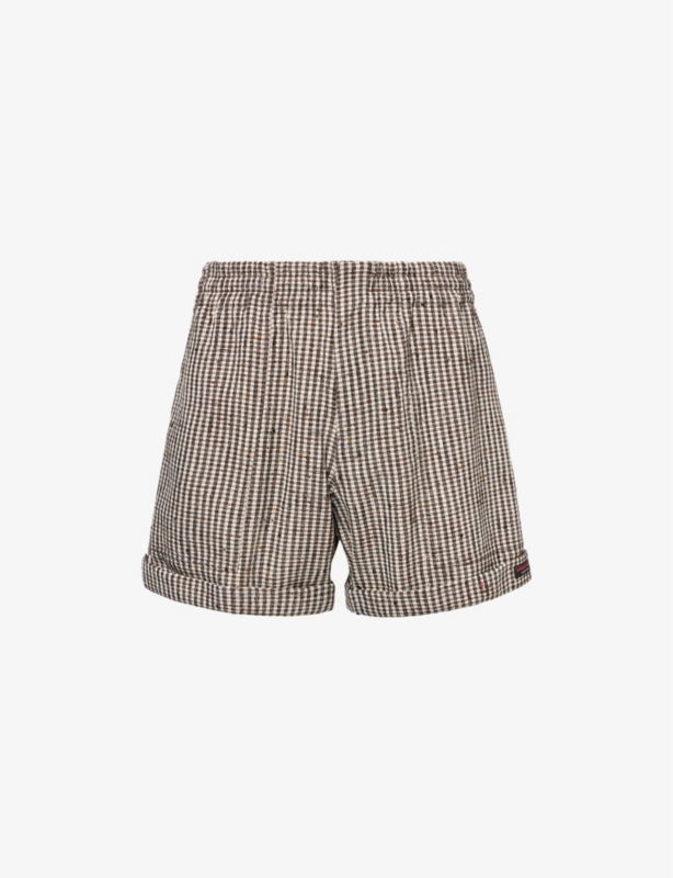 Elasticated-waistband wide-leg regular-fit woven shorts