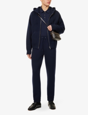 Bottega Veneta Blue Polo With Classic Collar And Embroidered Logo On The Front In Tone On Tone Cotto In Abyss Melange