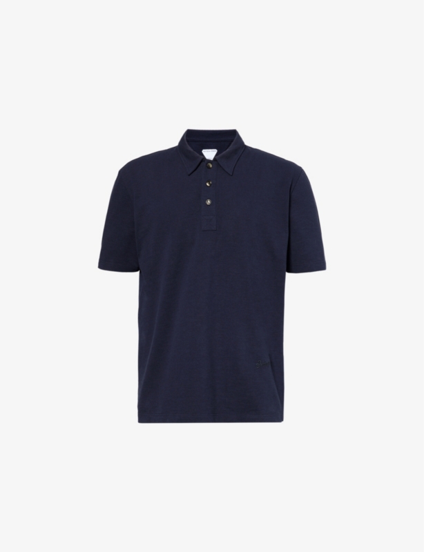 Brand-embroidery short-sleeves relaxed-fit cotton-piqué polo shirt