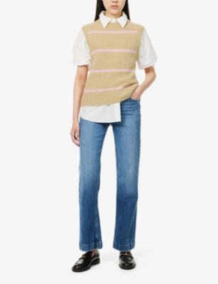 PAIGE WOMENS WINGS LEENAH WIDE-LEG DENIM JEANS 