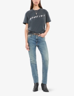 Shop The Kooples Womens  What Is Washed Cotton-jersey T-shirt In Black Washed