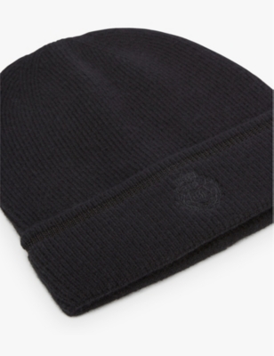 THE KOOPLES WOMENS EMBROIDERED-BRANDED KNITTED BEANIE BLACK 