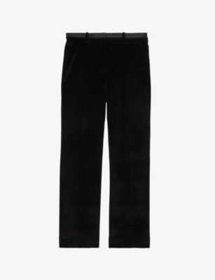 The Kooples Womens Black Welt-pocket Straight-leg Mid-rise Cotton-corduroy Trousers