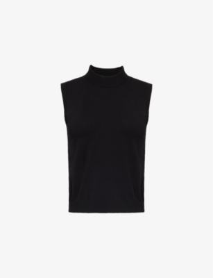 Weekend Max Mara Omens Black Belgio Sleeveless High-neck Knitted Jumper In Black