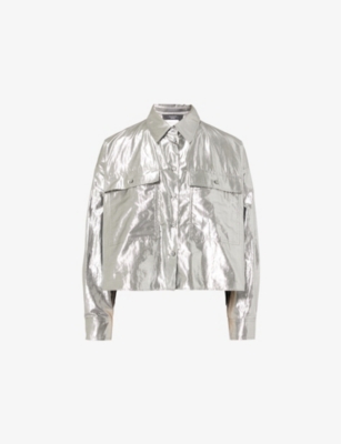 Weekend Max Mara Omens Silver Aldeno Step-hem Cotton-blend Shirt