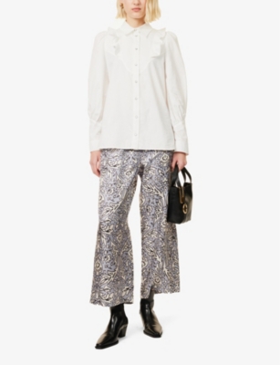 WEEKEND MAX MARA: Eusebio elasticated-waistband straight-leg relaxed-fit silk trousers