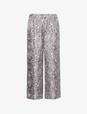 WEEKEND MAX MARA: Eusebio elasticated-waistband straight-leg relaxed-fit silk trousers