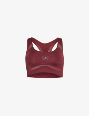 ADIDAS BY STELLA MCCARTNEY: Training logo-print medium-support recycled-polyester blend stretch-jersey sports bra