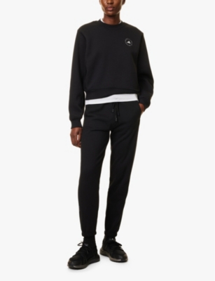 Adidas By Stella Mccartney Logo-print Organic-cotton Sweatshirt In Black