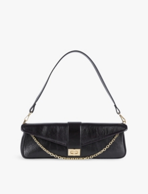 Shop The Kooples Womens Black Detachable-strap Leather Clutch Bag